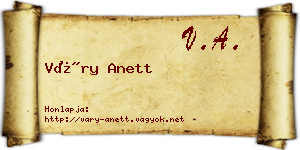 Váry Anett névjegykártya